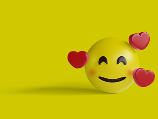 3d illustrations, emoji with hearts