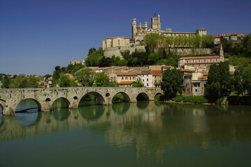 Obraz premium Pont Vieux y catedral de St-Nazaire(s.XIV). Béziers.Languedoc-Roussillon.Francia.