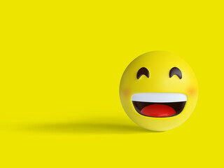 3d Illustration, face emoji smiling