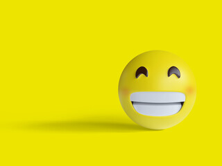 3d Illustration, beaming face emoji with smiling eyes broad open smile