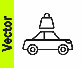 Black line Car insurance icon isolated on white background. Insurance concept. Security, safety, protection, protect concept. Vector