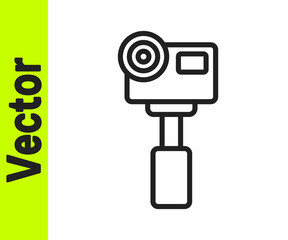 Black line Action extreme camera icon isolated on white background. Video camera equipment for filming extreme sports. Vector