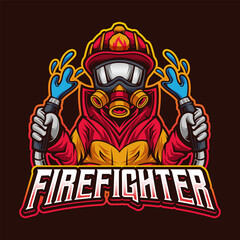 Firefighter Mascot Logo Template Design