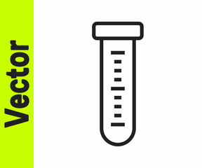 Black line Test tube and flask chemical laboratory test icon isolated on white background. Laboratory glassware sign. Vector