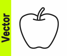 Black line Apple icon isolated on white background. Excess weight. Healthy diet menu. Fitness diet apple. Vector