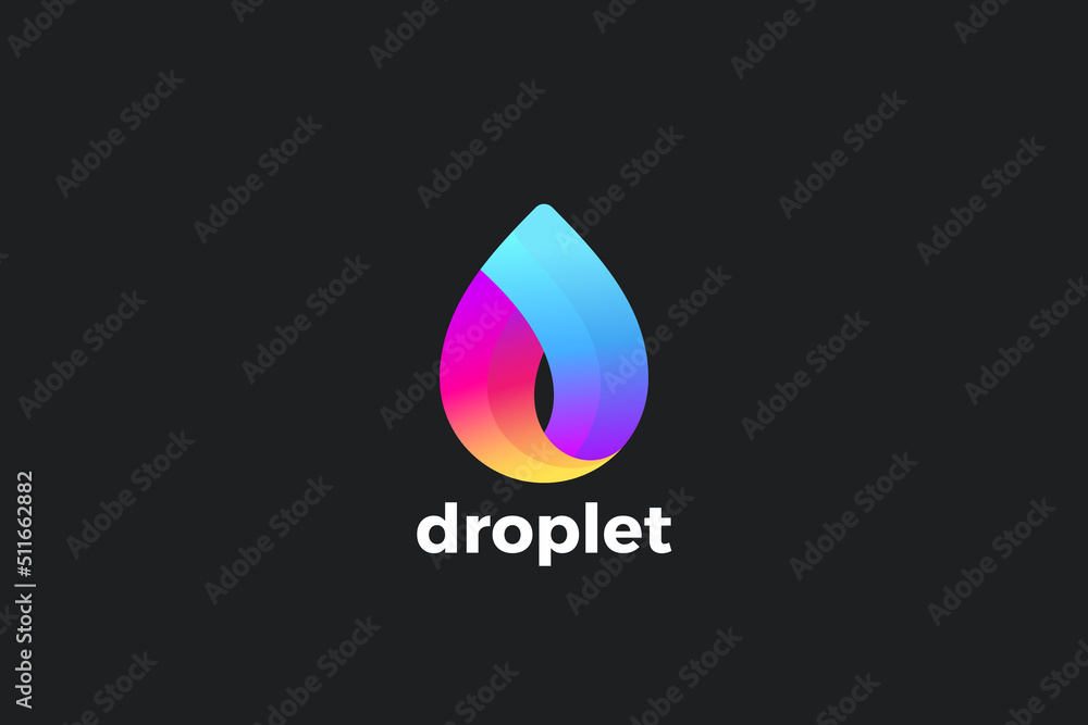 Poster water droplet logo abstract drop vector template infinite loop ribbon design.