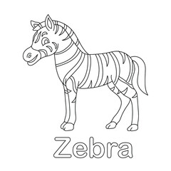 Zebra coloring page line art animal vector