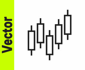 Black line Browser with stocks market growth graphs and money icon isolated on white background. Monitor with stock charts arrow on screen. Vector