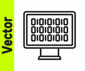 Black line Binary code icon isolated on white background. Vector