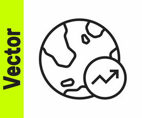 Black line Financial growth increase icon isolated on white background. Increasing revenue. Vector