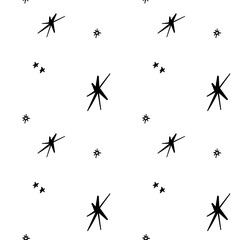 Seamless pattern with y2k bling and stars or sparkles.