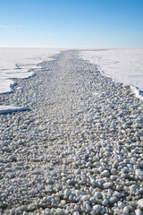 A Trail of Broken Ice on the Frozen Baltic Sea