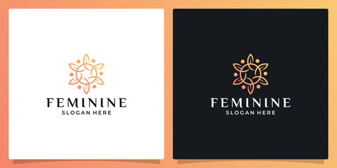 Naklejka premium Elegant flower logo design abstract. Can be used for beauty salons, decorations, boutiques, spas, yoga, cosmetic and skin care products. premium vector