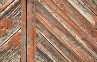 Old wooden textured background. Wooden background from old painted boards. the facade of the old building with copy space.