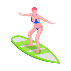 Woman Surfing Board Composition