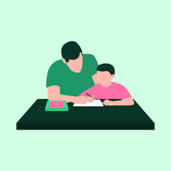 Accompany Kids Reading a Book Vector Illustration