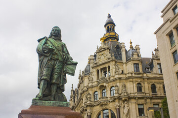 Fototapeta na wymiar Monument to David Teniers Younger at Teniersplaats in Antwerp, Belgium 