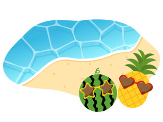 海のアイコン　スイカとパイナップル