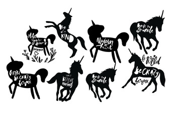 Fototapeta premium Unicorn quotes Unicorn illustration for your design: t-shirt, tote bag, birthday card