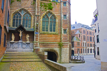 Crucifixion on the Vleeshuis (Butcher's Hall or Meat Hall) is a former guildhall in the center of Antwerp, Belgium