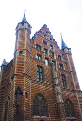 The historical buildings near Vleeshuis (Butcher's Hall or Meat Hall) - former guildhall in the center of Antwerp, Belgium	
