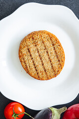 vegetable cutlet soy meat seitan fresh healthy veggie meal food snack diet copy space food background rustic top view vegan or vegetarian food no meat