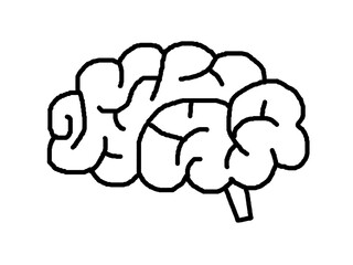 脳の手描きイラスト_モノクロ
