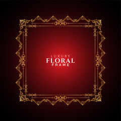 Ethnic golden frame design red background