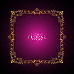 Artistic golden frame design purple luxury background