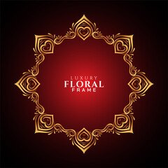 Stylish golden frame design red background