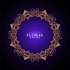 Decorative golden frame design violet classic background