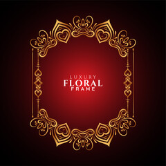Ethnic golden frame design red background