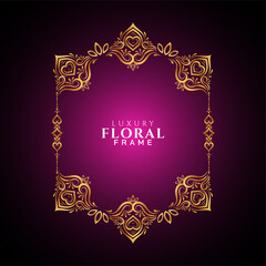 Artistic golden frame design purple luxury background