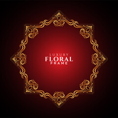 Ethnic golden frame design red background