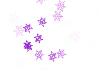 Light Purple vector background with xmas snowflakes, stars.