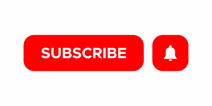 Subscribe icon vector with bell on square button