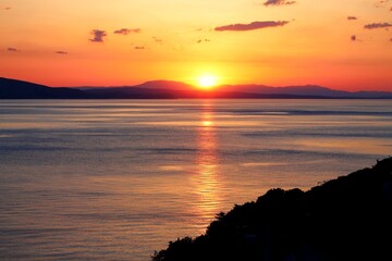 sunset over a croatian bay