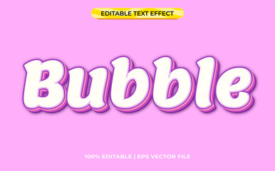 Bubble 3d text effect with cute and pastel theme. purple typography template for minimalist tittle