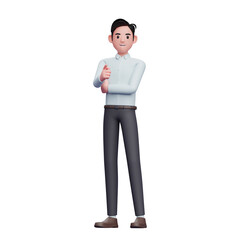 Businessman pointing at camera, 3D render businessman character illustration