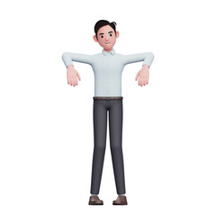 3d man marionette pose, 3D render businessman character illustration