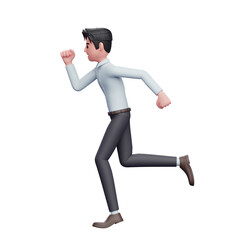 businessman in rush, 3D render businessman character illustration