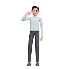 businessman posing peace finger, 3D render businessman character illustration