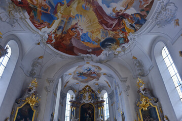 Innenansicht Pfarrkirche Bach in der Gemeinde Bach (Bezirk Reutte, Tirol)
