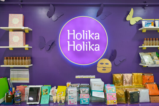 SEOUL, SOUTH KOREA - CIRCA JUNE, 2017: goods on display at Holika Holika shop in Seoul.