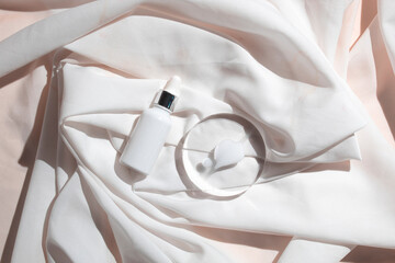 mockup of skin care serum dropper bottle cosmetic tube of beauty makeup facial, treatment cleanser...