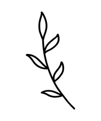 Vector branch icon. Tree branch. Contour Icon of a Tree Branch, clip art, doodle style. Hand Drawing. Floral Decorative Branch of a Plant with Leaves. Laurel