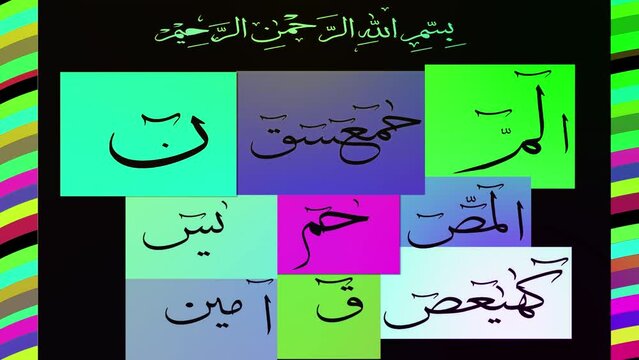 Lohe Qurani Hd video animated Islamic HUroofe Muqtaat arabic calligraphy 