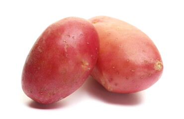 Young organic potatoes isolated on white 