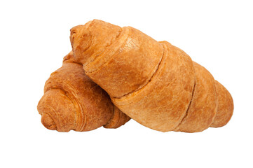 croissants isolated on white background.french buns on the table. baking concept. baked brown croissants