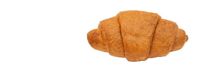 croissant on a white background.french bun on the table. baking concept. baked brown croissant